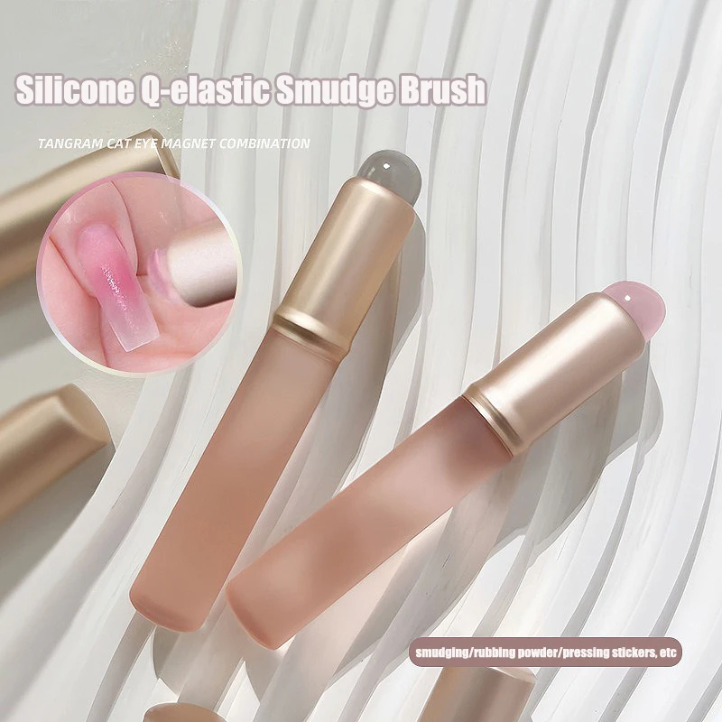 Contour Palette Stick - ゼリーピンクネイルアートシリコンブラシ再利用可能なミラーパウダー顔料適用マニキュアツールソフト Q 弾性スマッジネイルブラシスティック