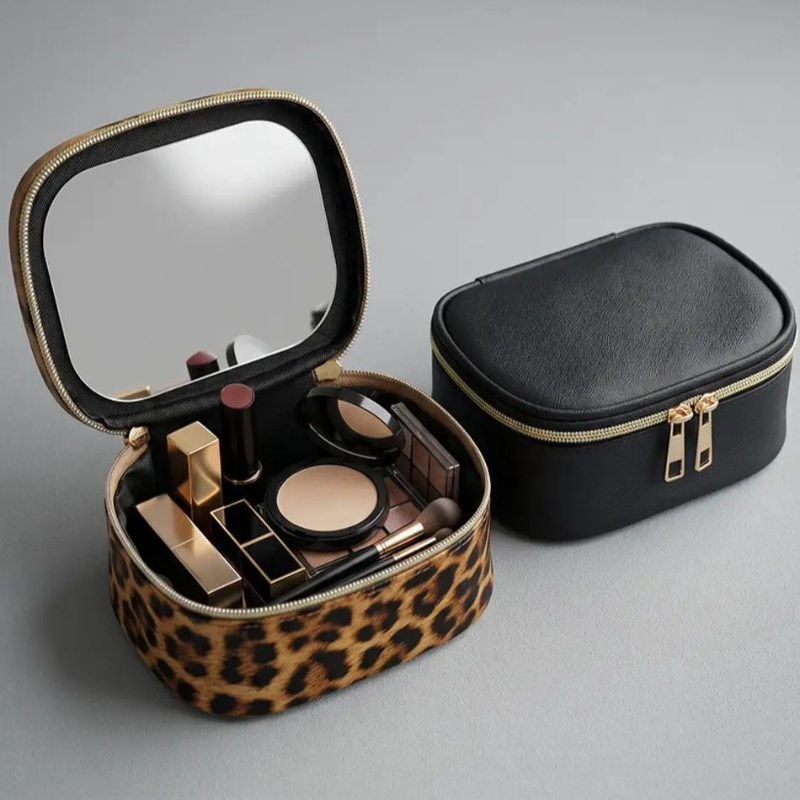 Beauty Makeup Women - 2026年新作 ミラー付きメイクアップバッグ 防水小型化粧品オーガナイザー 女性用 ポータブルトイレタリーバッグ 化粧品収納バッグ