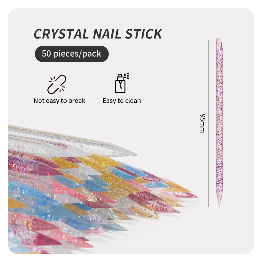 Contour Palette Stick - ネイルアート用マニキュア,50個,ダブルクリスタル,キューティクルプッシャー