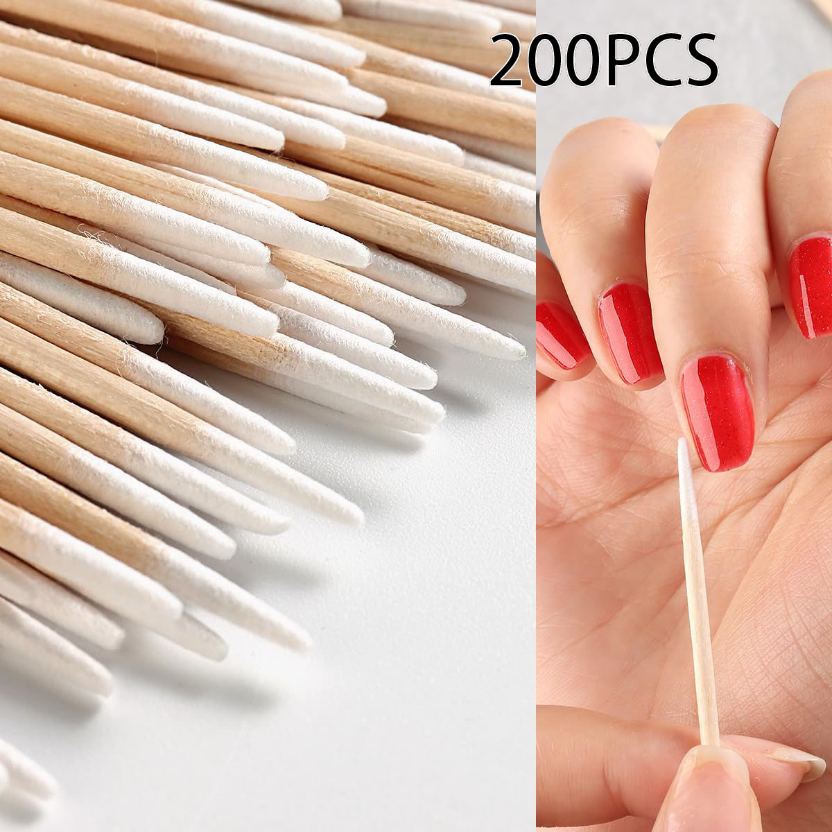 Contour Palette Stick - ネイルアート用の先のとがった綿棒,木製の綿棒,まつげスティック用のマイクロブラシ,ネイルポリッシュリムーバー,7cm, 10cm, 200個