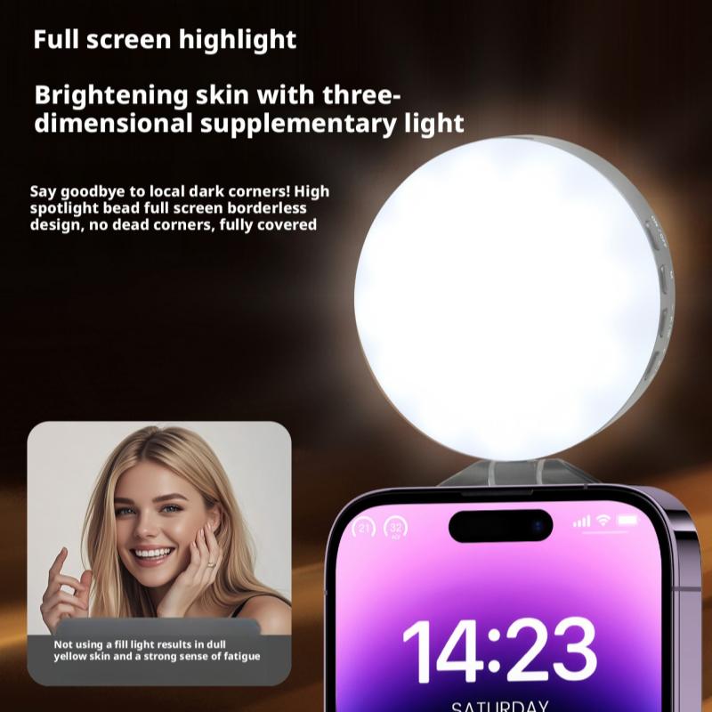Beauty No Makeup - 磁気式携帯電話用フィルライトメイクアップミラー、ハンドヘルド外部カメラ、携帯電話照明、Magsafe対応ライブビューティーポケットランプ