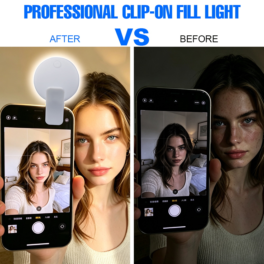 ポータブルクリップオン自撮り補助光 充電式スマホ用ビューティ - Beauty No Makeup のレビューと価格